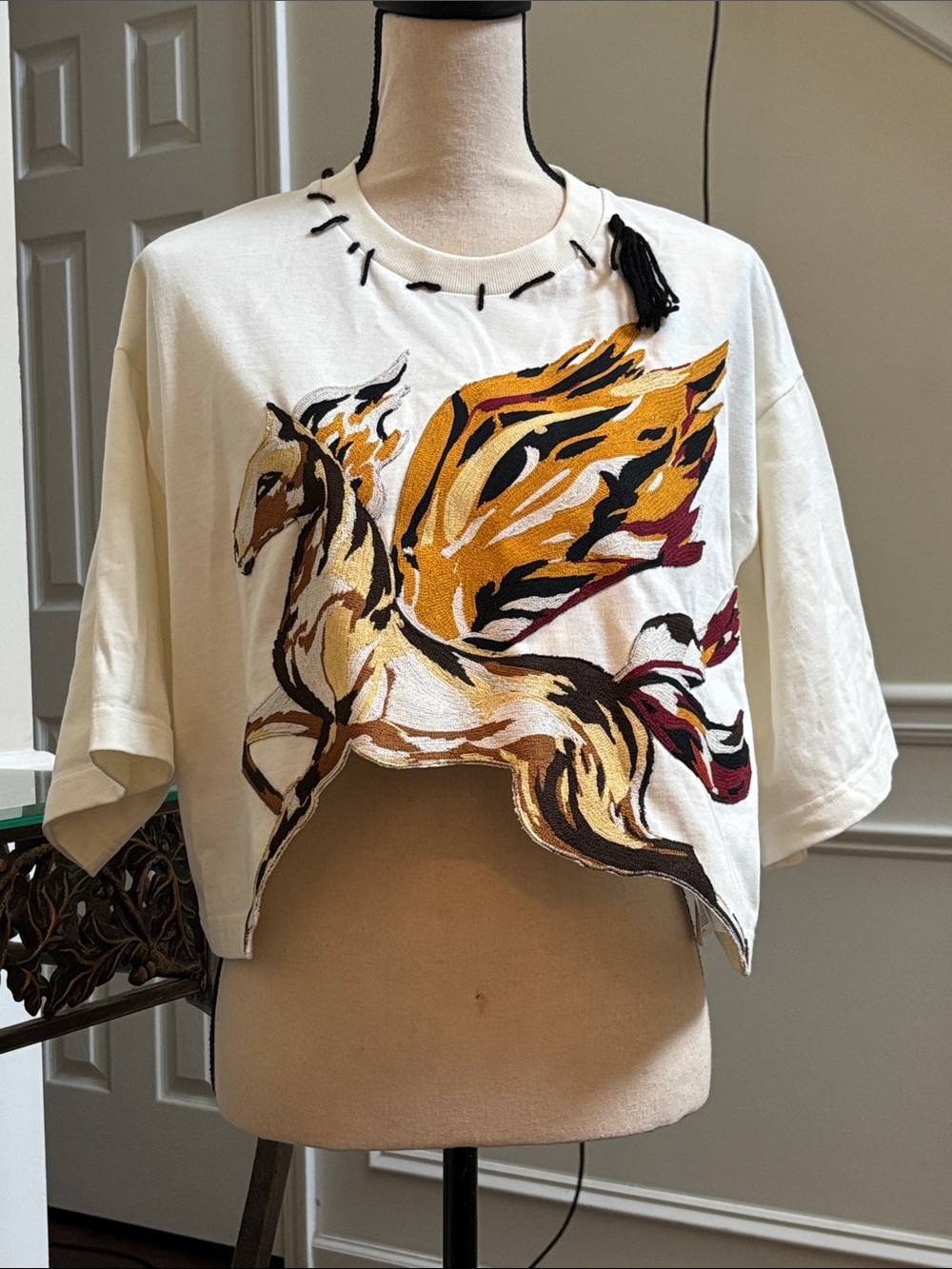 Etro Embroidered Pegasus Crop Top - size Larg